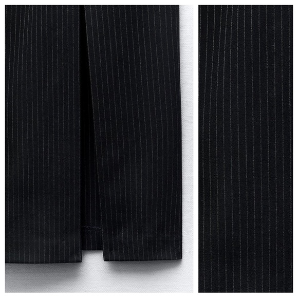 NWT. Zara Black/Ecru Viscose Blend Pinstripe Midi Dress. Size M. - Picture 6 of 9